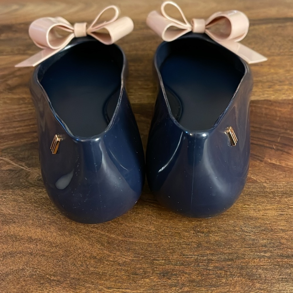 Melissa Space Love Ribbon Bow Ballet Flats - Navy/Nude, Size 7 - Picture 6 of 6